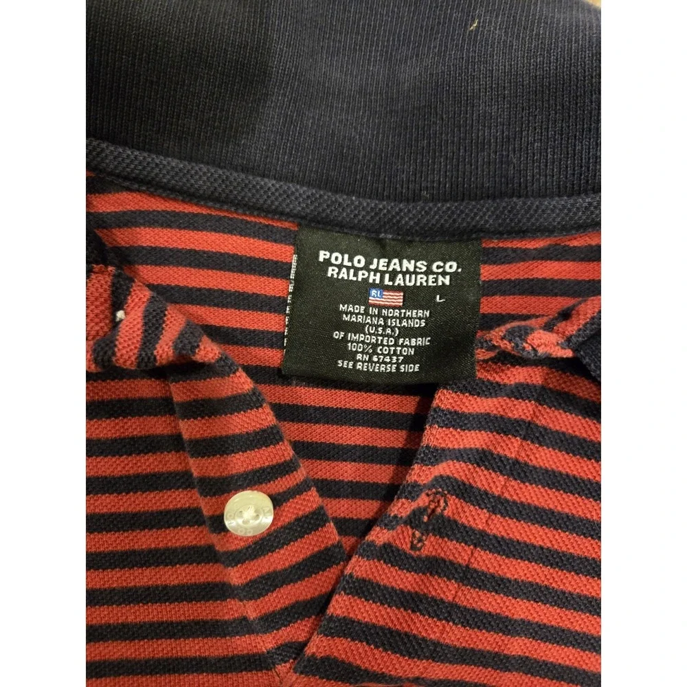 Polo Jeans Co Ralph Lauren Red Blue Stripe‎ Polo
